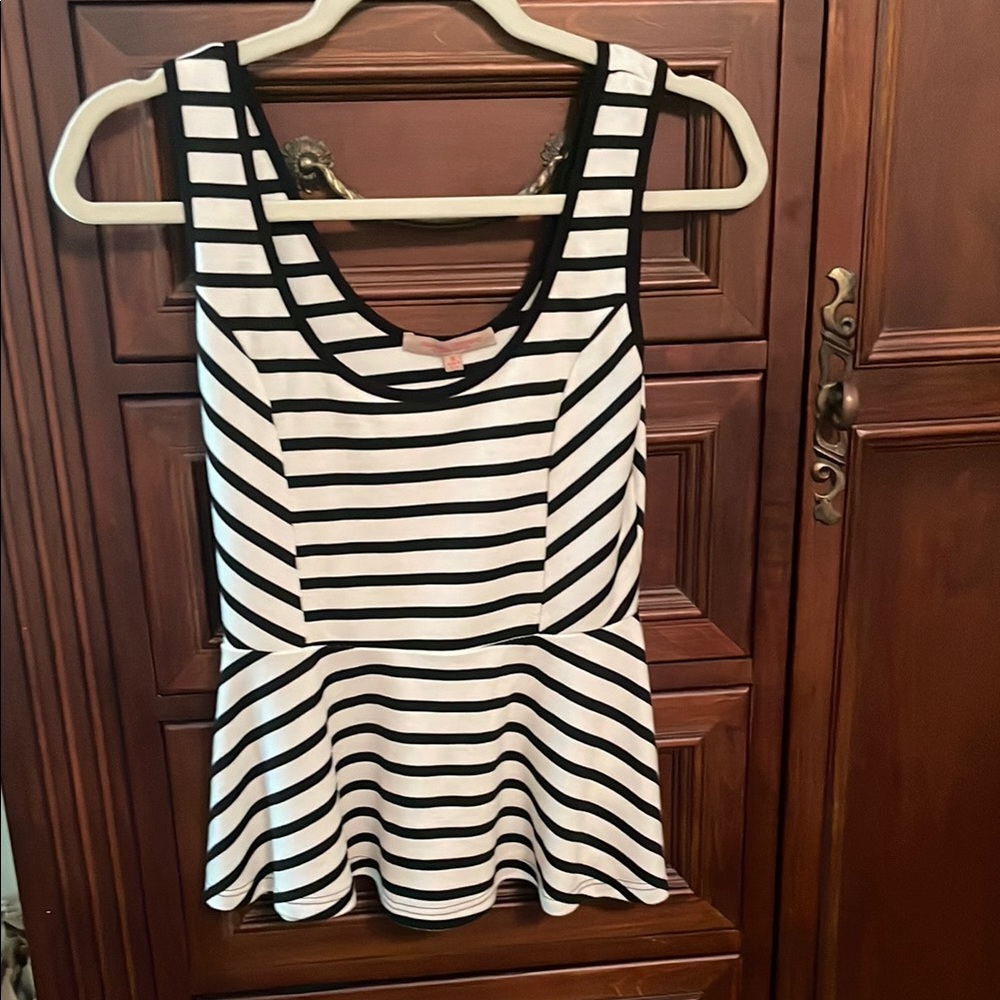 Black and White Peplum Tank Top